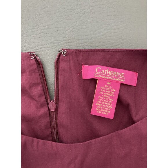 Catherine Malandrino Top Women Medium Smocked Flare Bell Sleeves Burgundy Blouse - Picture 2 of 7